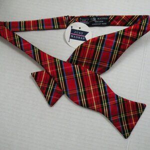 NWT Just Madras plaid bow tie made in USA men's